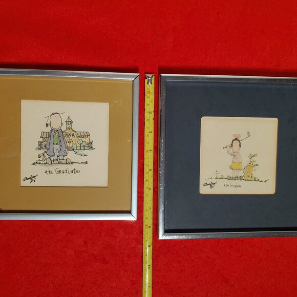 2 PC "William Eagan" The Golfer 1977 & The Graduate 1978" 2 Framed Wall Pictures - Picture 2 of 4